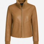 AURELIA RIB-KNIT LEATHER BIKER JACKET