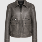 AUREN DISTRESSED LEATHER AVIATOR JACKET