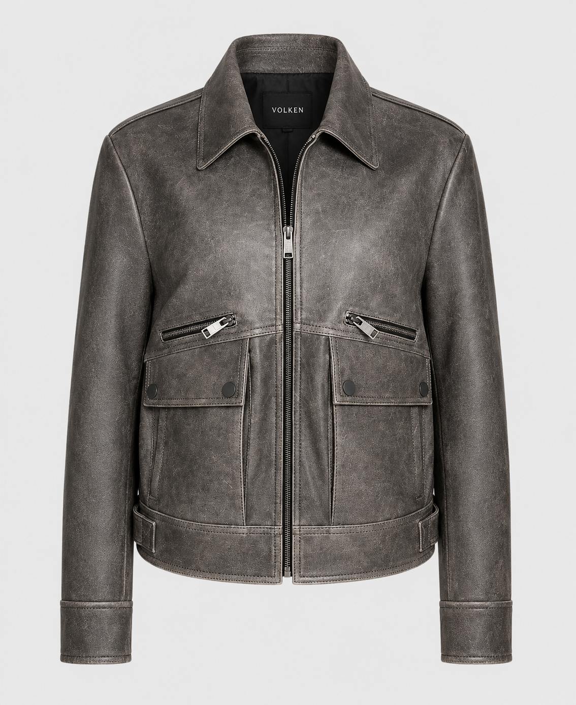 AUREN DISTRESSED LEATHER AVIATOR JACKET