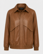 AUREVYN SPREAD-COLLAR LEATHER BOMBER JACKET