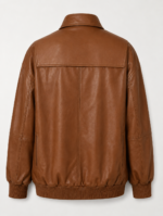 AUREVYN SPREAD-COLLAR LEATHER BOMBER JACKET BACK