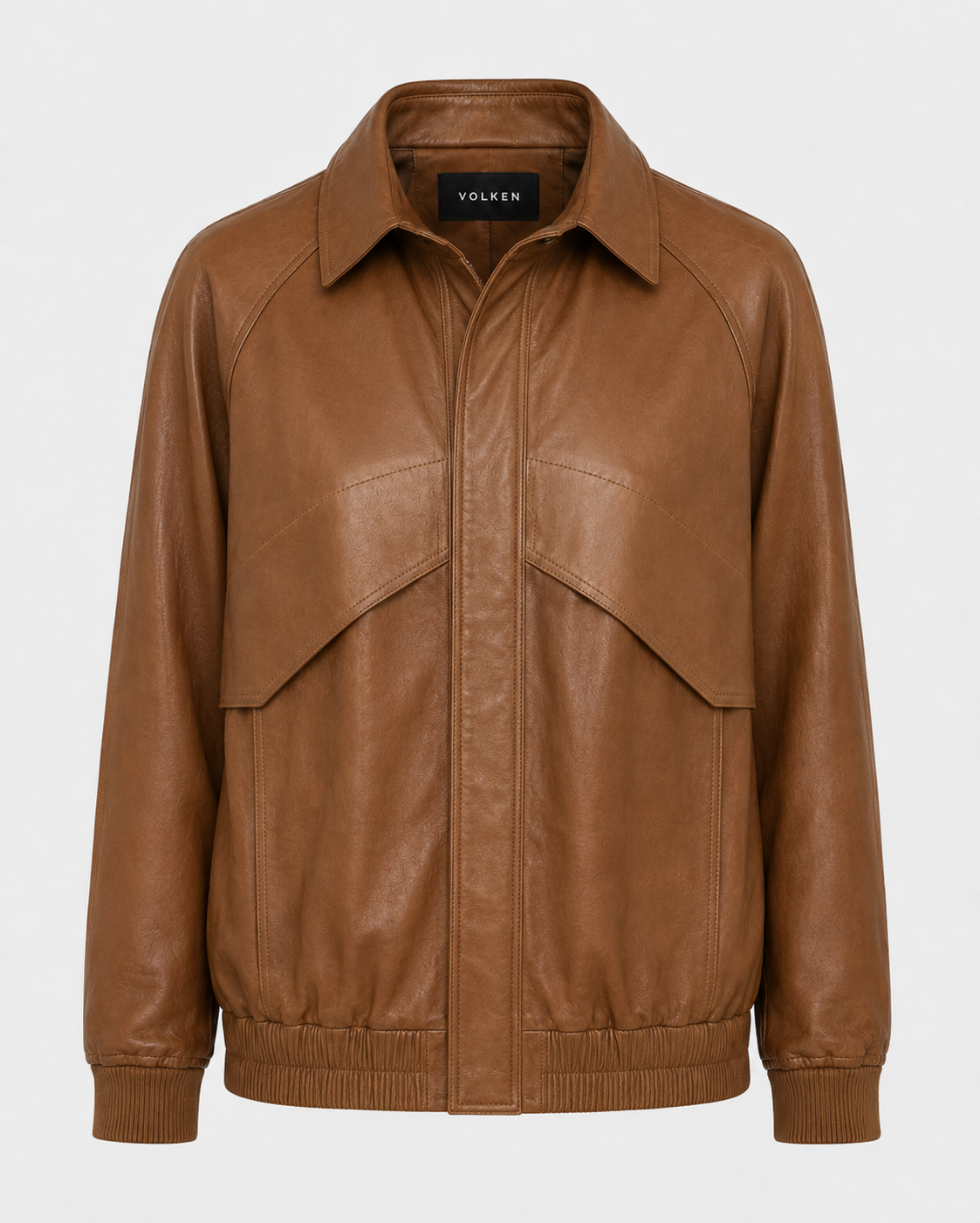 AUREVYN SPREAD-COLLAR LEATHER BOMBER JACKET