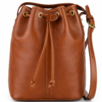 NARIS LEATHER DRAWSTRING BUCKET BAG