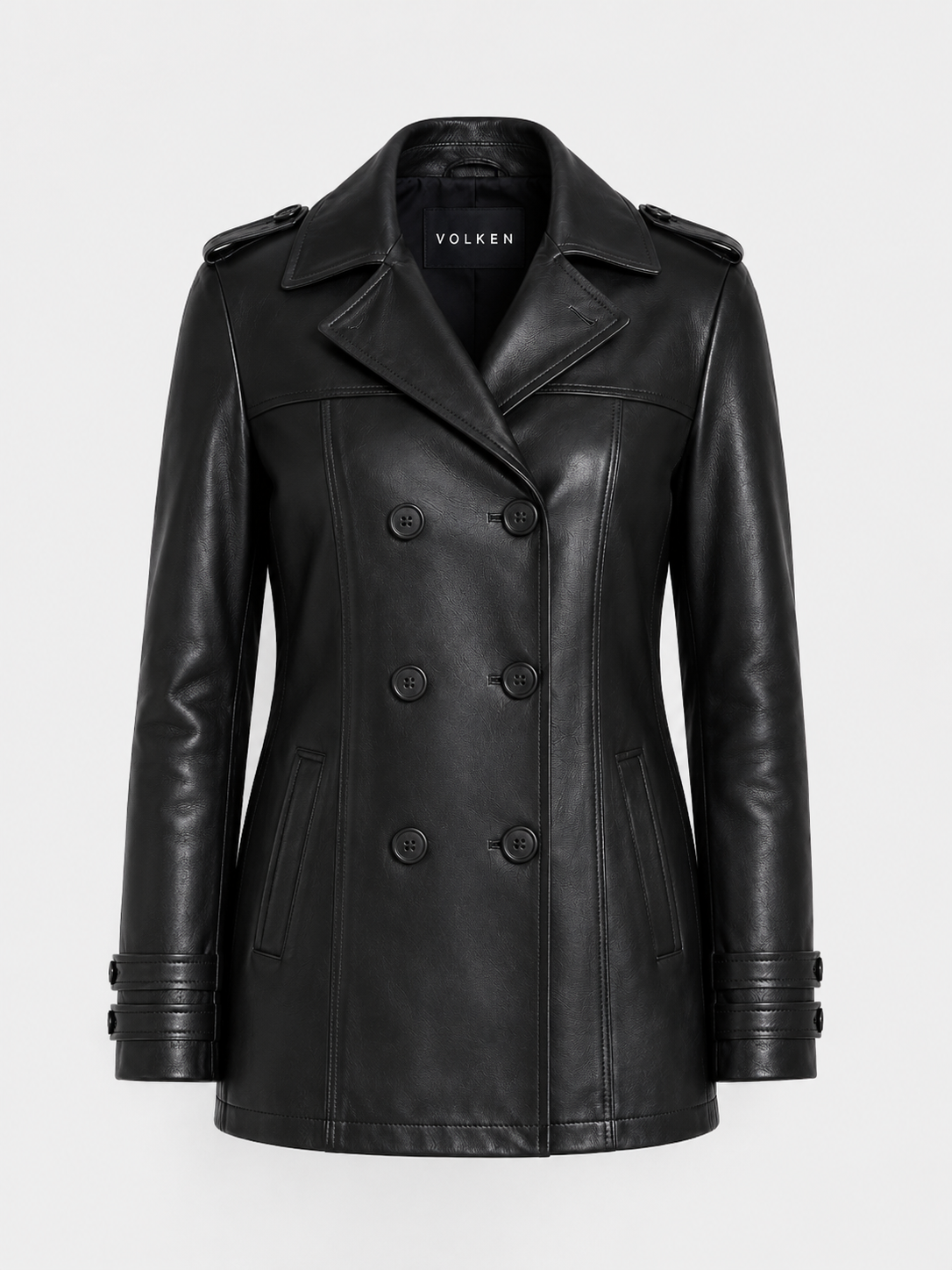 NYXORA DOUBLE-BREASTED LEATHER COAT