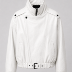 RAVENA BELTED LEATHER BOMBER JACKET