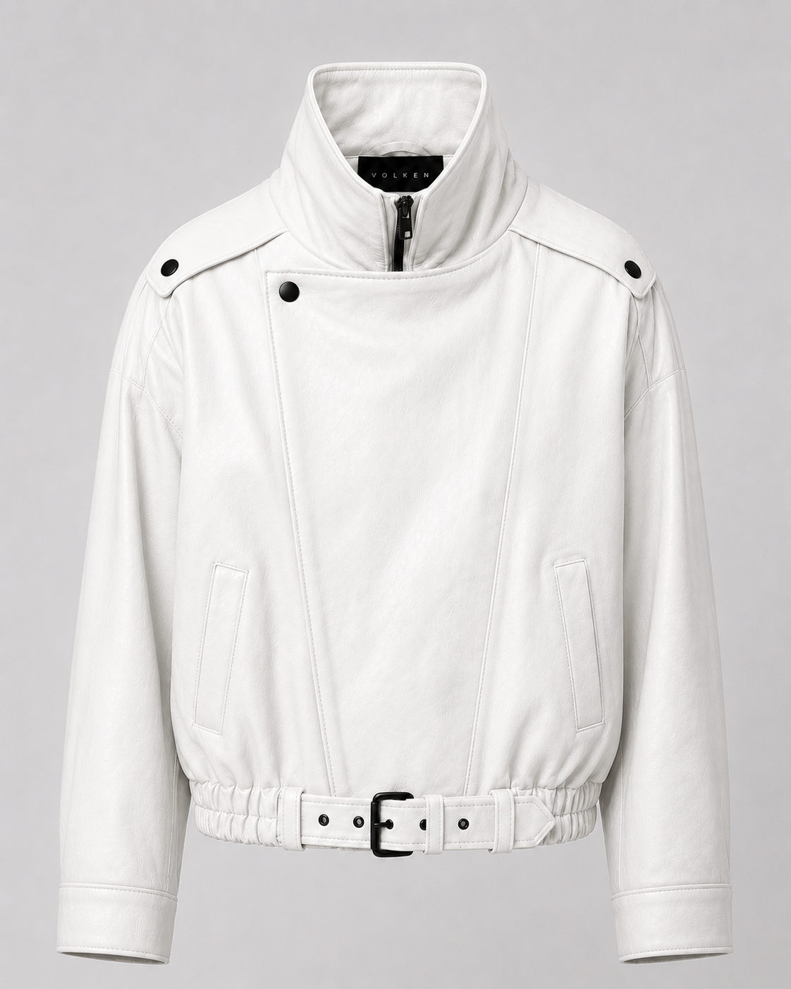 RAVENA Belted Leather Bomber Jacket