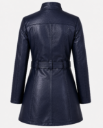 VORLENE LONG LEATHER COAT BACK
